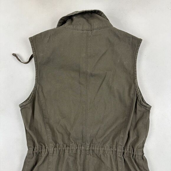 American Rag Army Green Full Zip Utility Vest Drawstring Waist 100% Cotton Sz S - Picture 11 of 12